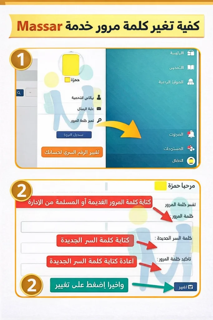 كيفية تغيير كلمة مرور خدمة Massar